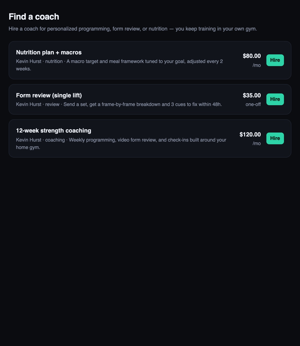 The FitBase coach marketplace